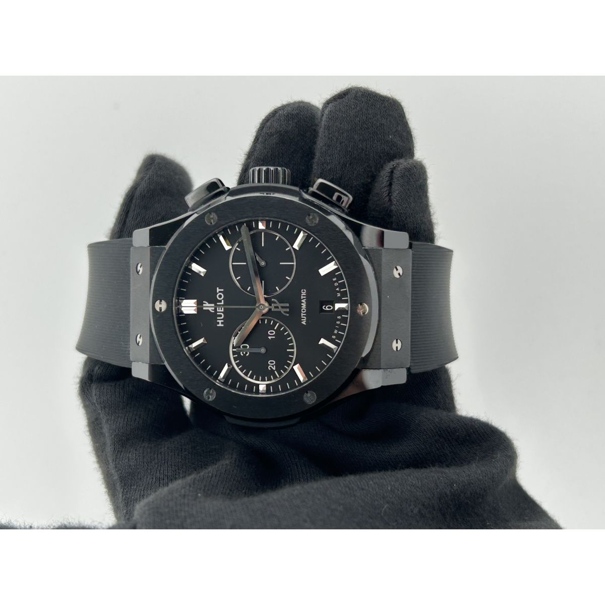 Hublot Classic Fusion Black Magic Black Dial on Rubber Fold Clasp Ref. 521.CM.1171.RX Manuals Only and Box