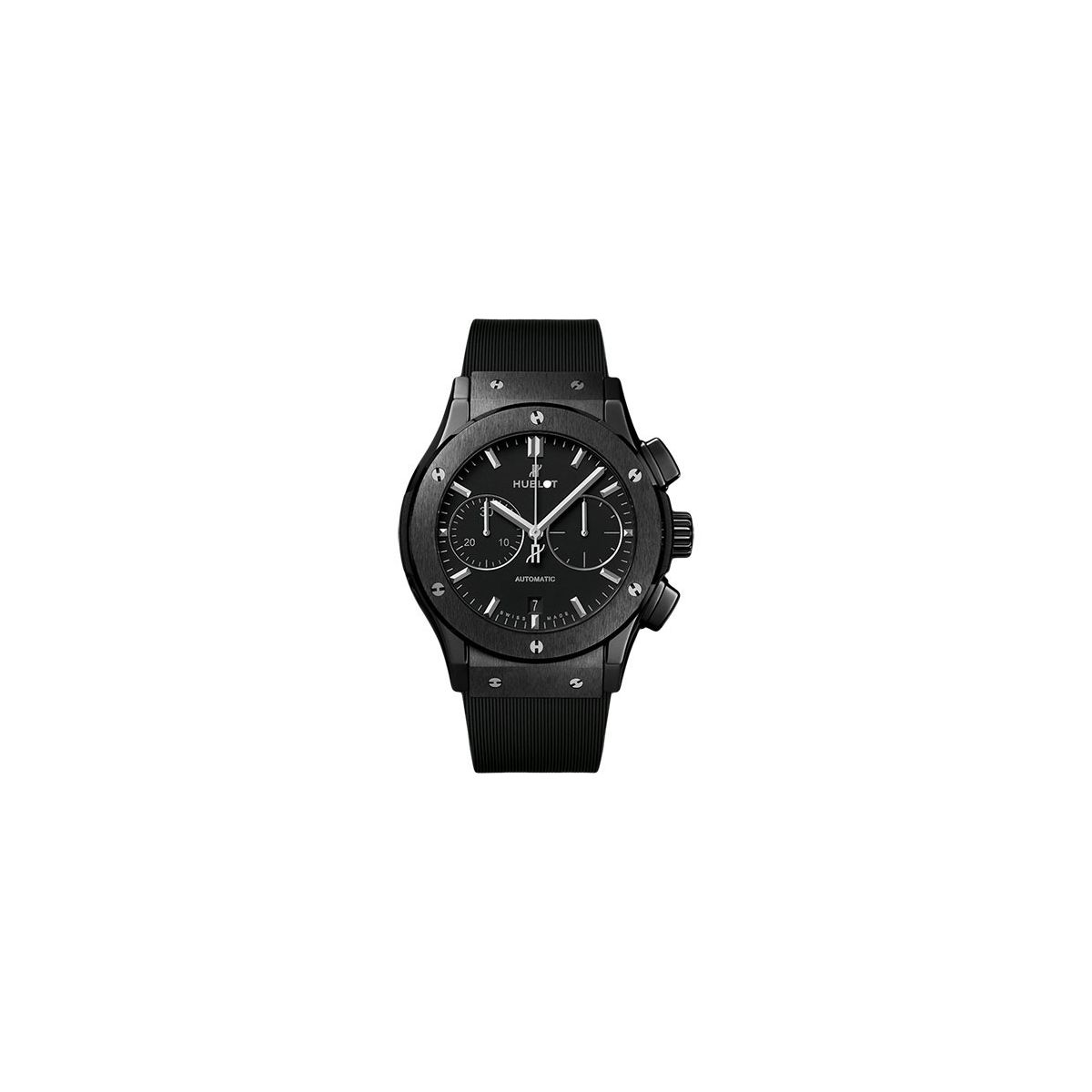 Hublot Classic Fusion Black Magic Black Dial on Rubber Fold Clasp Ref. 521.CM.1171.RX Manuals Only and Box
