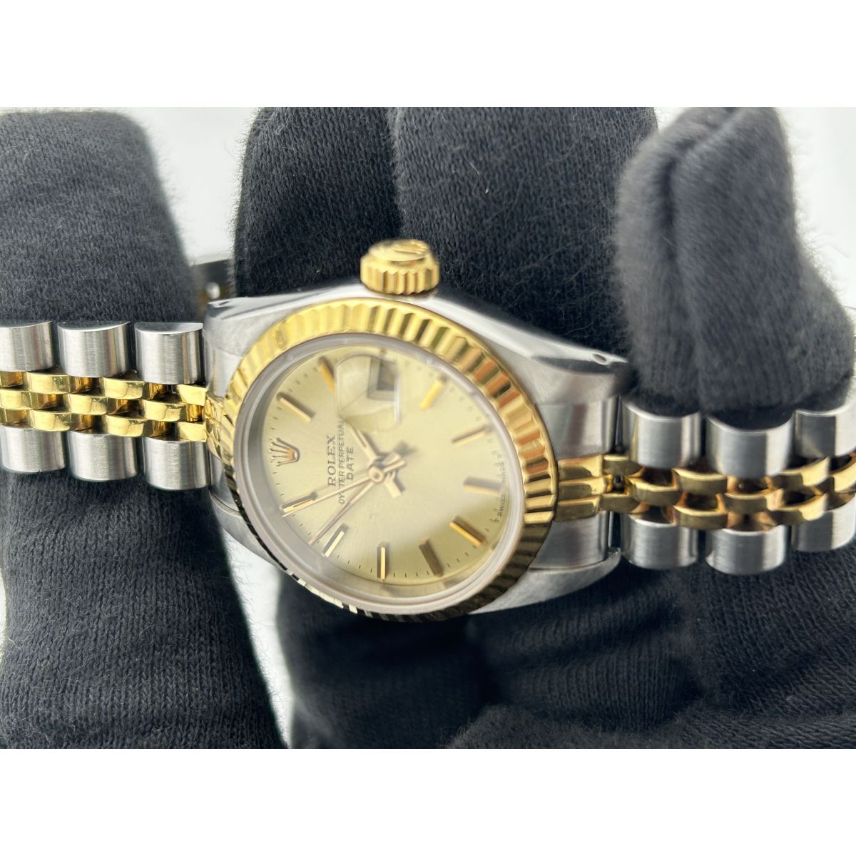 Rolex Datejust Lady Champagne Stick Dial on 2 Tone D Link Jubilee Ref. 69173 1986