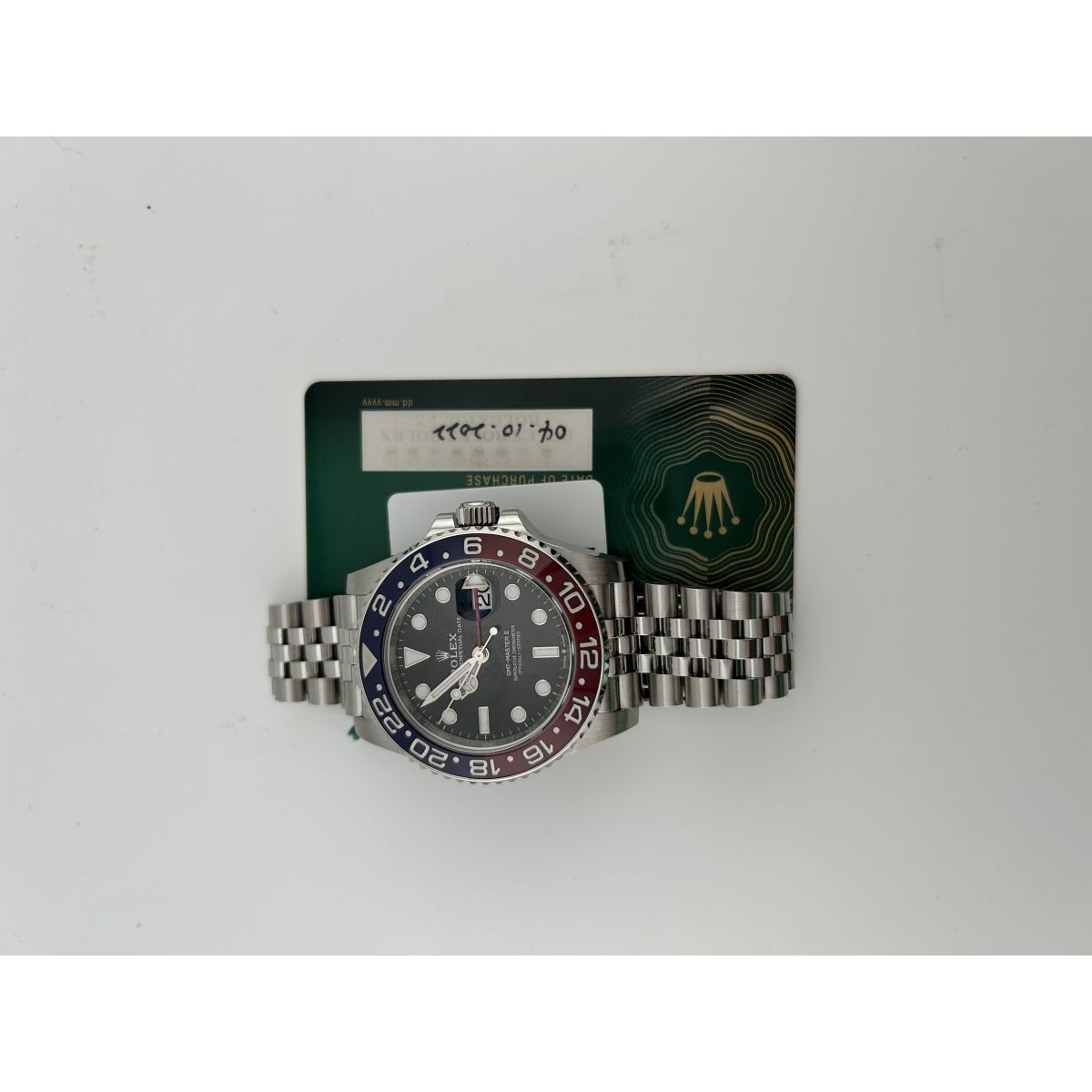 Rolex GMT-Master II Pepsi Black Dial on Jubilee D Link Bracelet Ref. 126710BLRO Card 2022