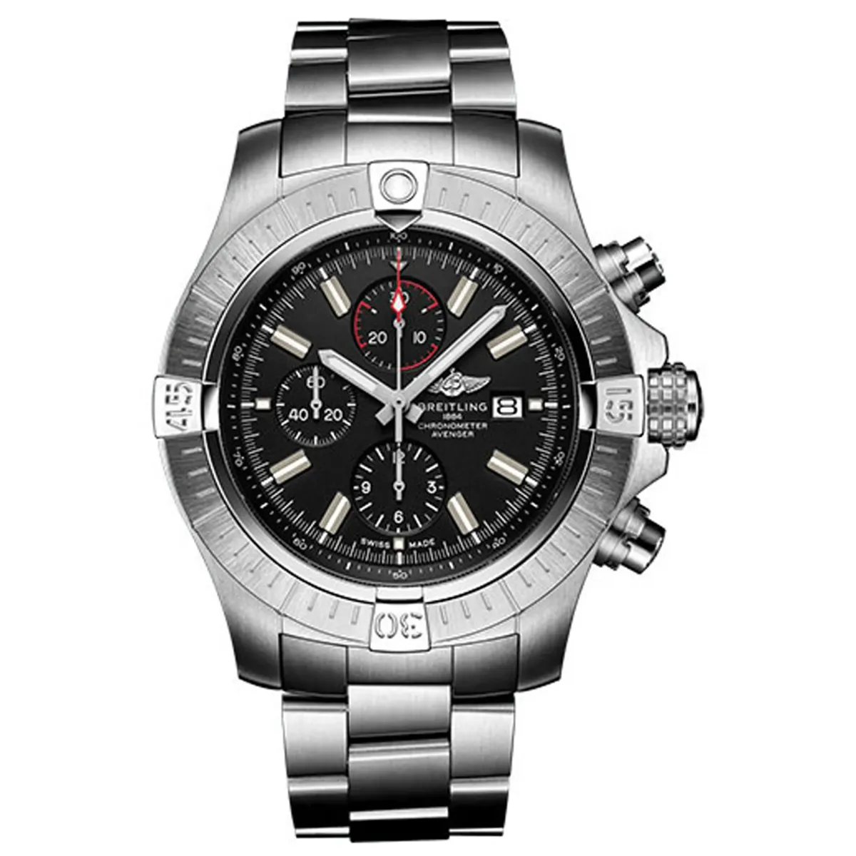 Breitling Super Avenger Chronograph B&P Black Dial On Bracelet