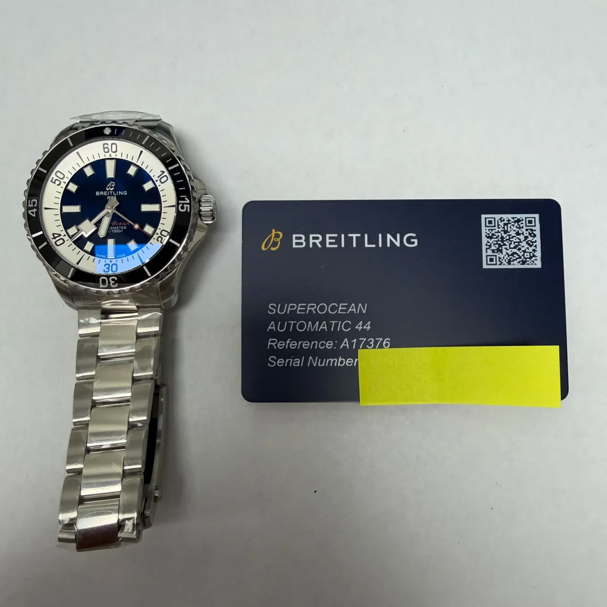 Breitling Superocean Automatic Blue Dial on Bracelet Ref A17376211C1A1 with Card 2025