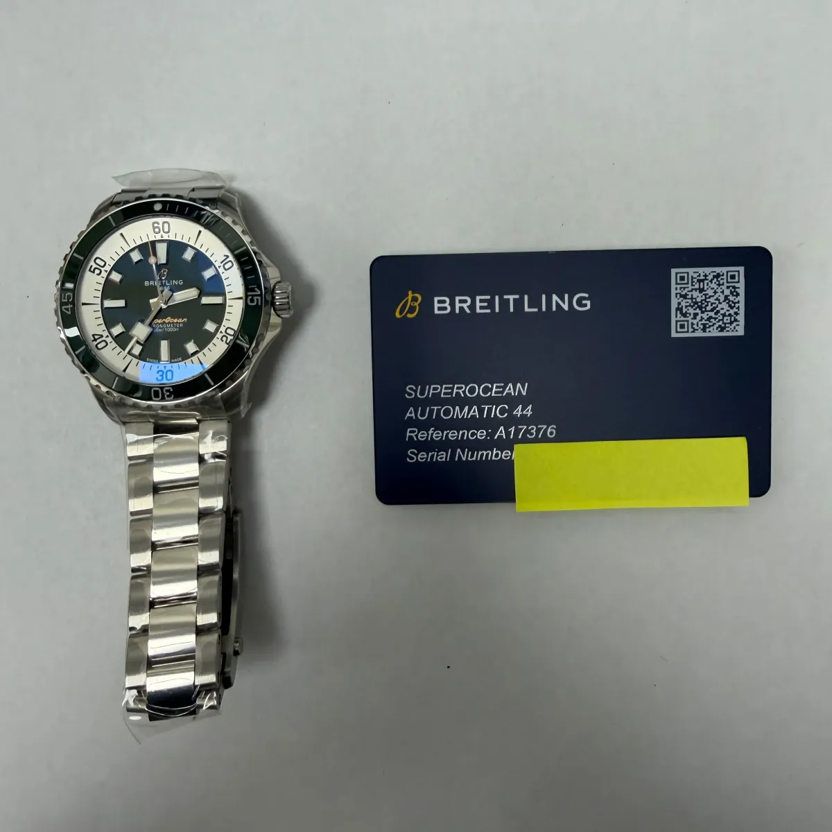 Breitling Superocean Automatic Green Dial on Bracelet Ref A17376A31L1A1 with Card 2025