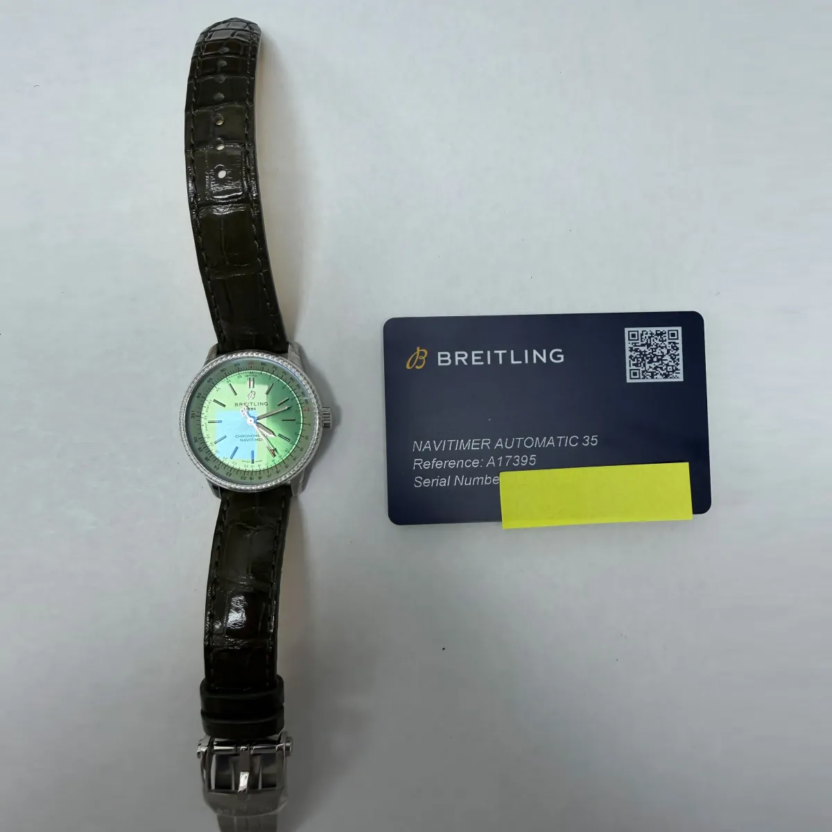 Breitling Navitimer Automatic Mint Green Dial on Leather Strap Ref A17395361L1P2 with Card