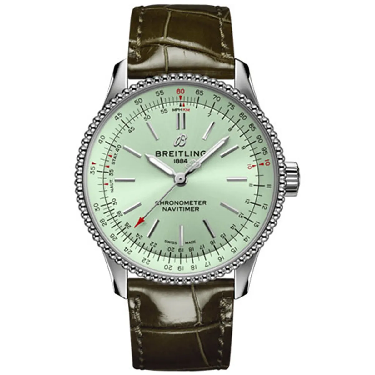 Breitling Navitimer Automatic Mint Green Dial on Leather Strap Ref A17395361L1P2 with Card