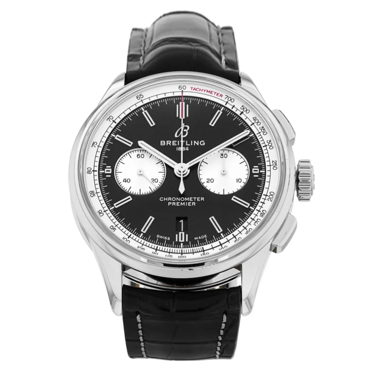 Breitling Premier B01 Chrono B&P Black Dial on Leather Ref AB0118 with Card 2023