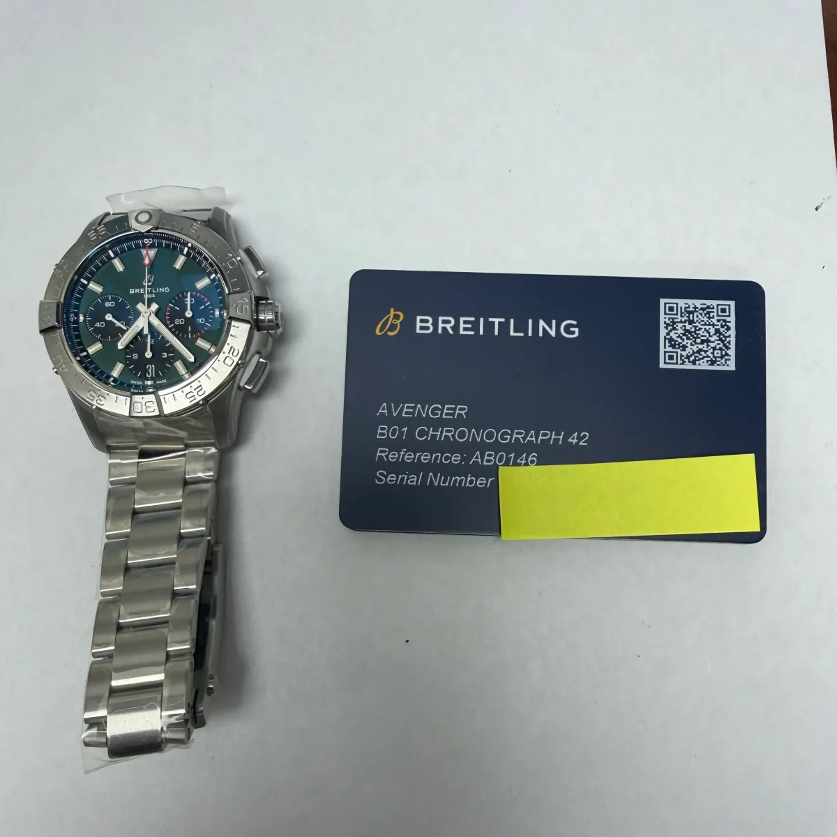 Breitling Avenger B01 Chronograph Green Dial on Steel Ref AB0146101L1A1 with Card 2026