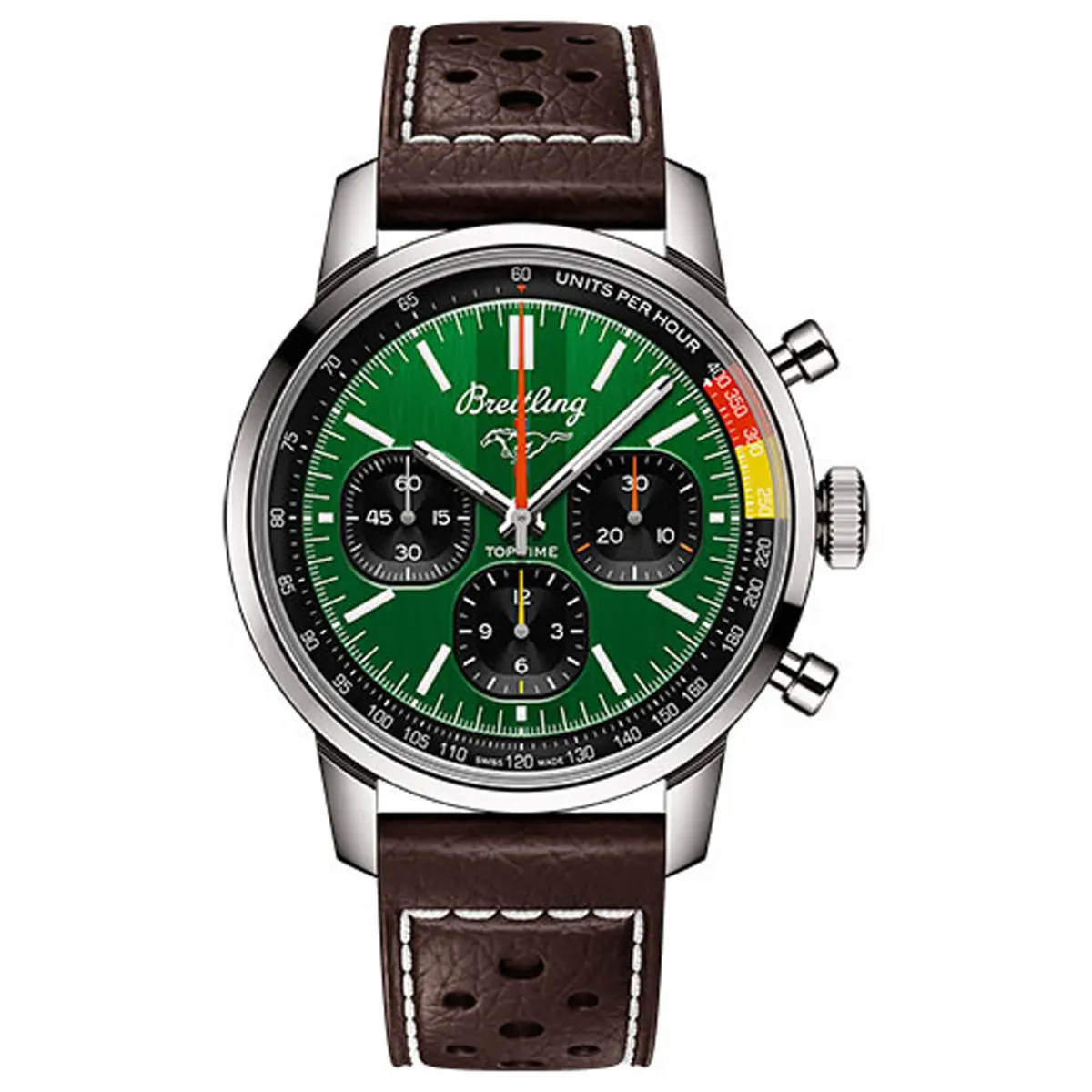 Breitling Top Time Green Dial on Leather Strap Ref AB01762A1L1X1 with Card 2025