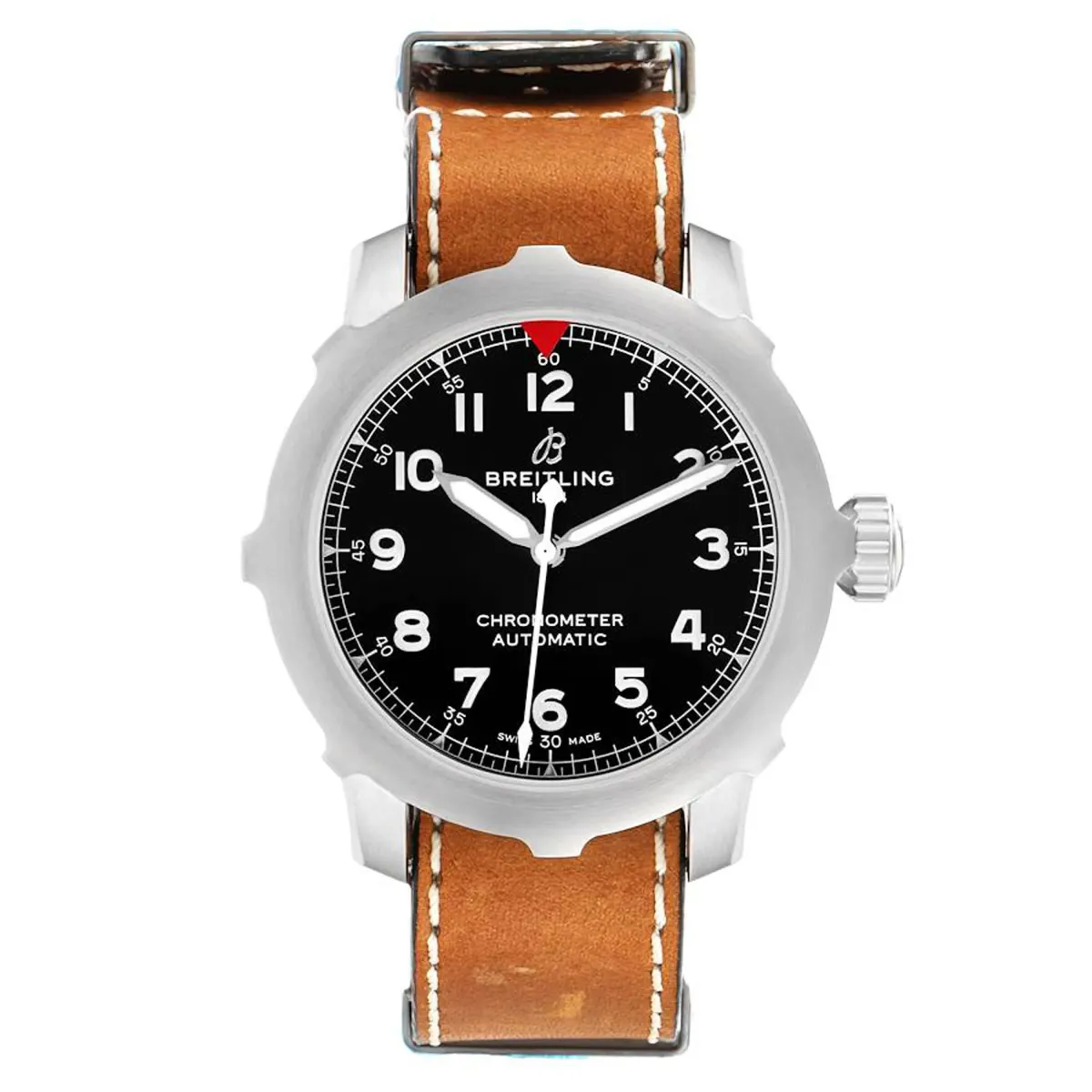 Breitling Navitimer Aviator Super 8 B&P Black Dial On Brown Calf Leather Strap