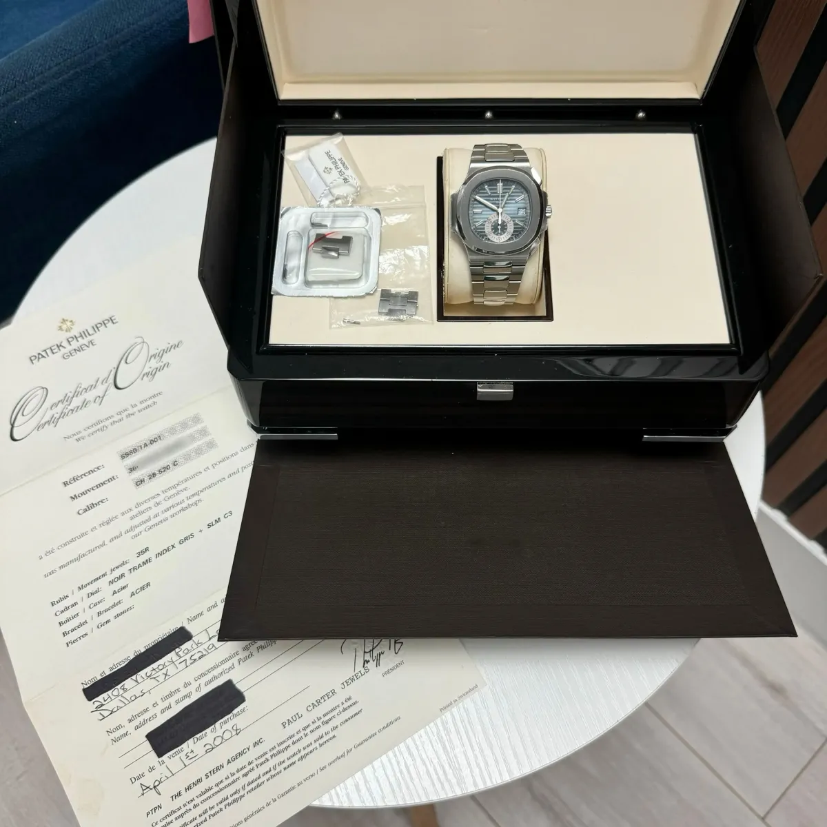 Patek Philippe Nautilus Blue Dial on Bracelet Ref 5980/1A-001 with Papers 2008