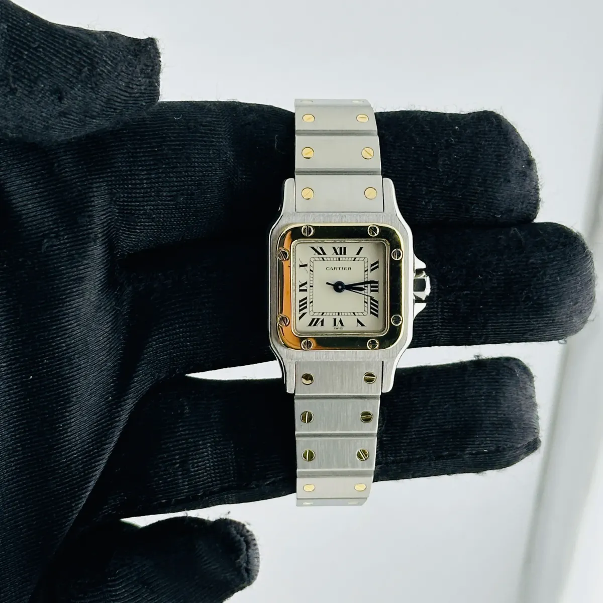 Cartier Santos Galbee Small White Roman Dial