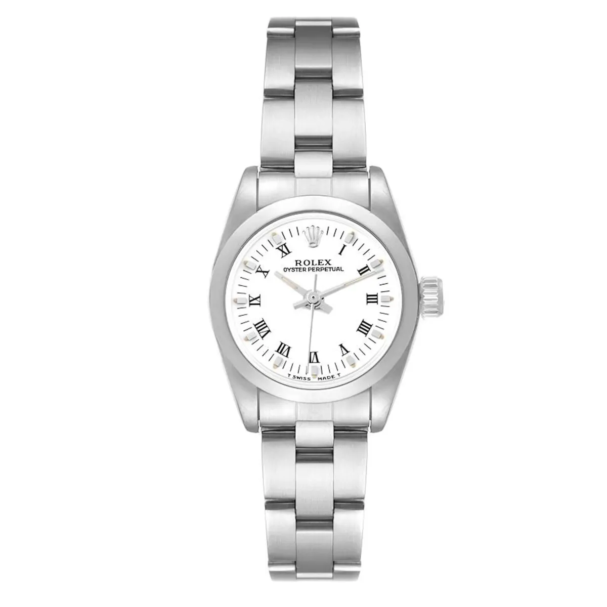 Rolex Oyster Perpetual Watch With White Roman Dial On Oyster Bracelet