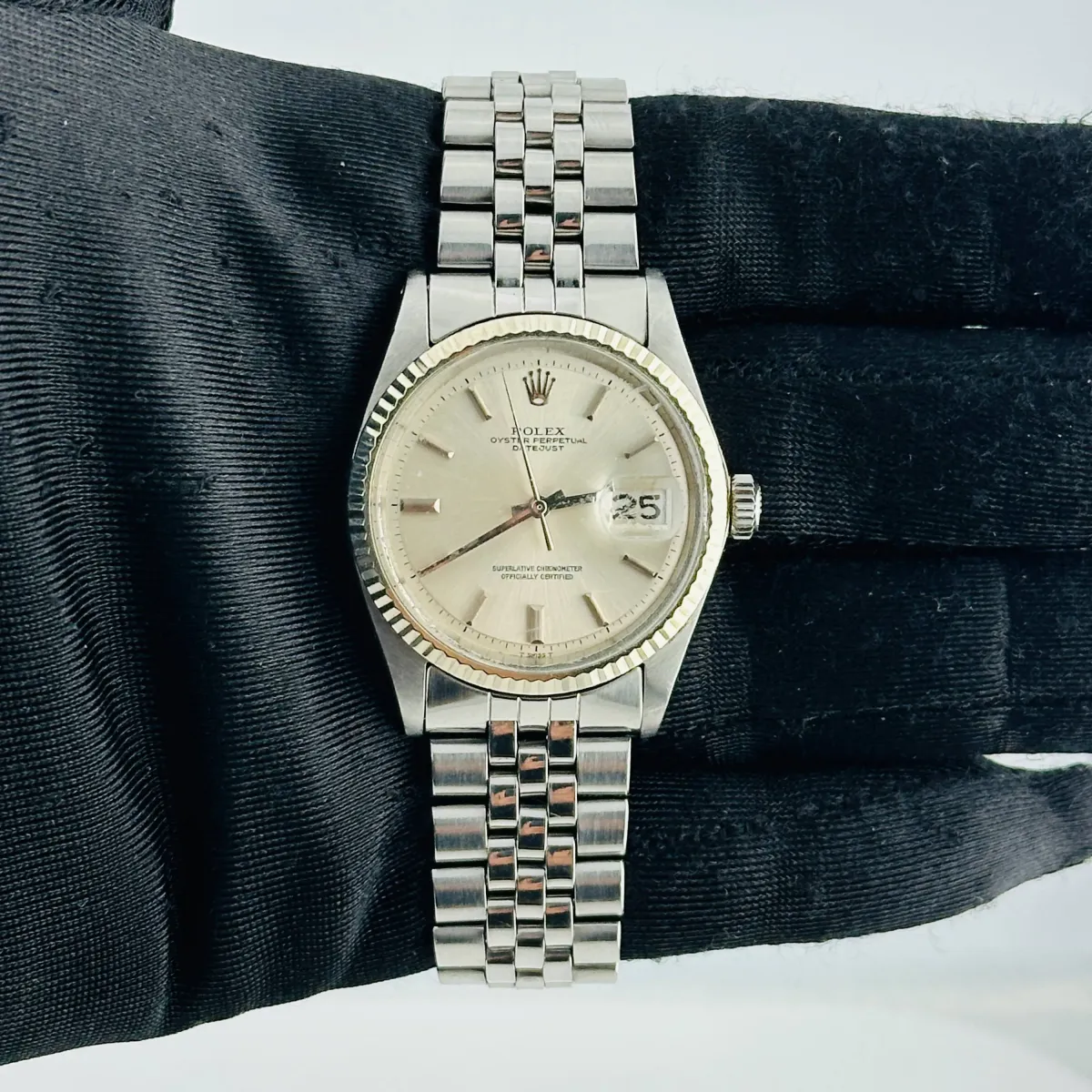 Rolex Datejust Silver Stick Dial On Jubilee Ref 1601/4