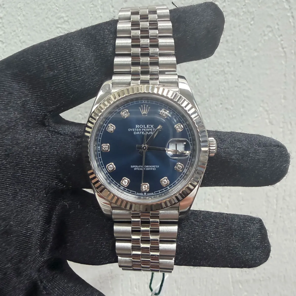 Rolex Datejust 41 Blue Diamond Dial On Jubilee Ref 126334 With New Style Card White 2020