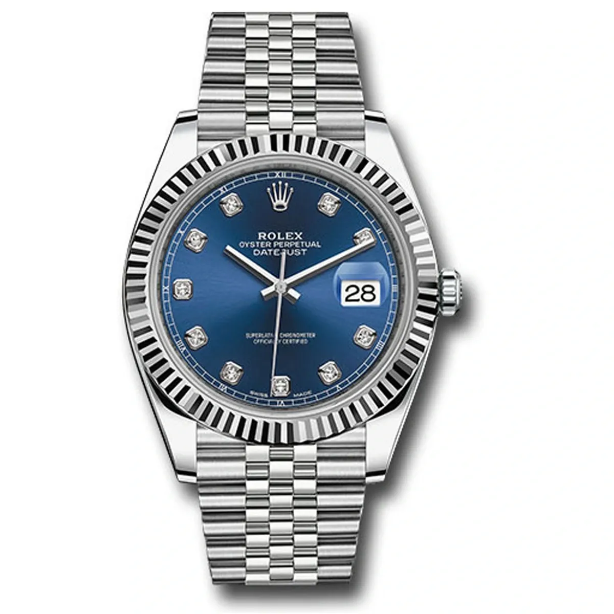 Rolex Datejust 41 Blue Diamond Dial On Jubilee Ref 126334 With New Style Card White 2020