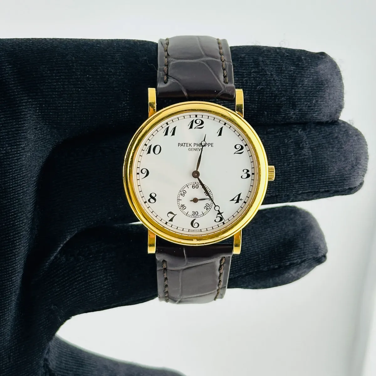 Patek Philippe Calatrava Officer B&P White Arabic Dial on Leather Strap Ref 5022J-013 with Papers 2000