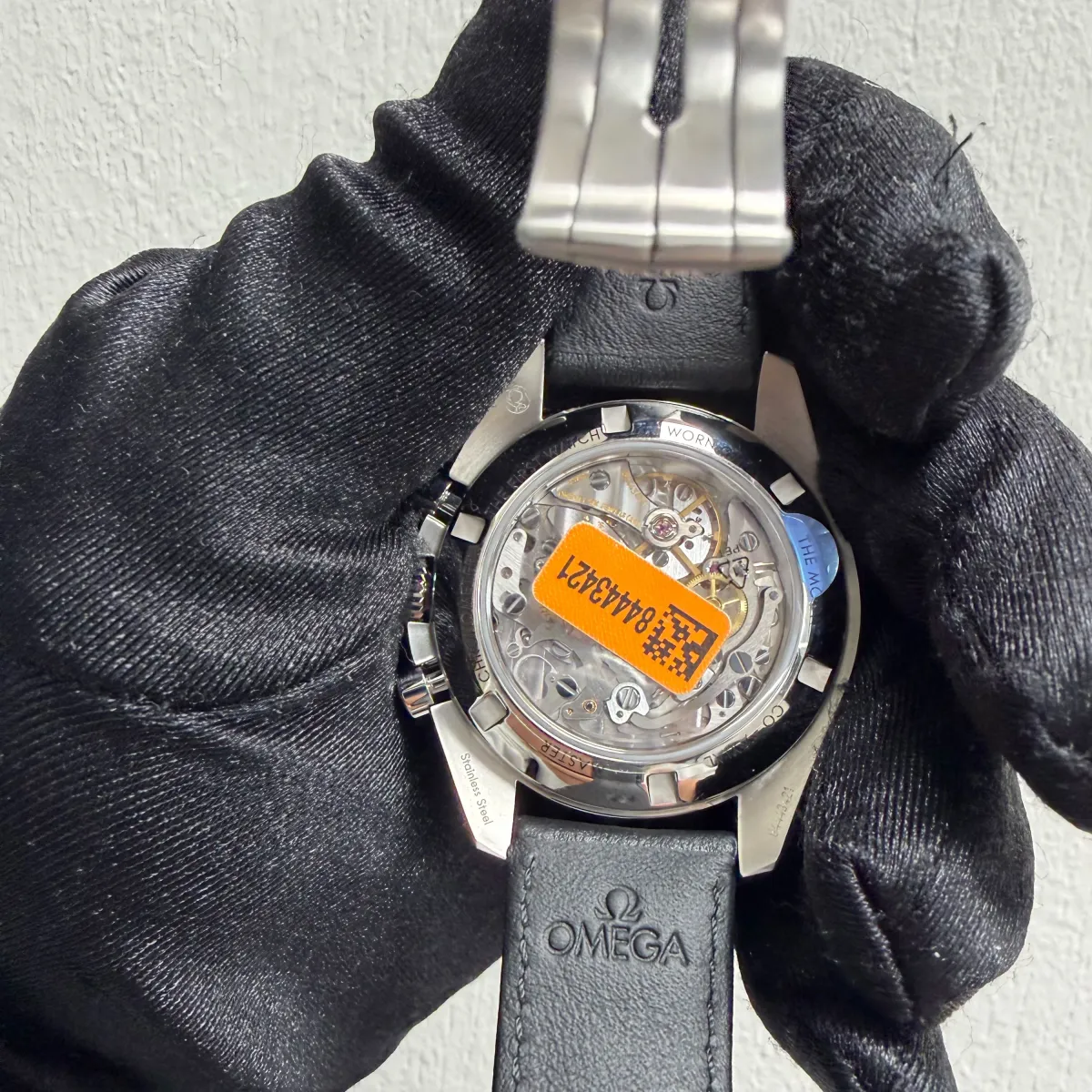 Omega Speedmaster Moonwatch Professional Co-Axial Master Chronometer Chronograph Black Dial on Leather Strap Ref 310.32.42.50.01.002 with Card