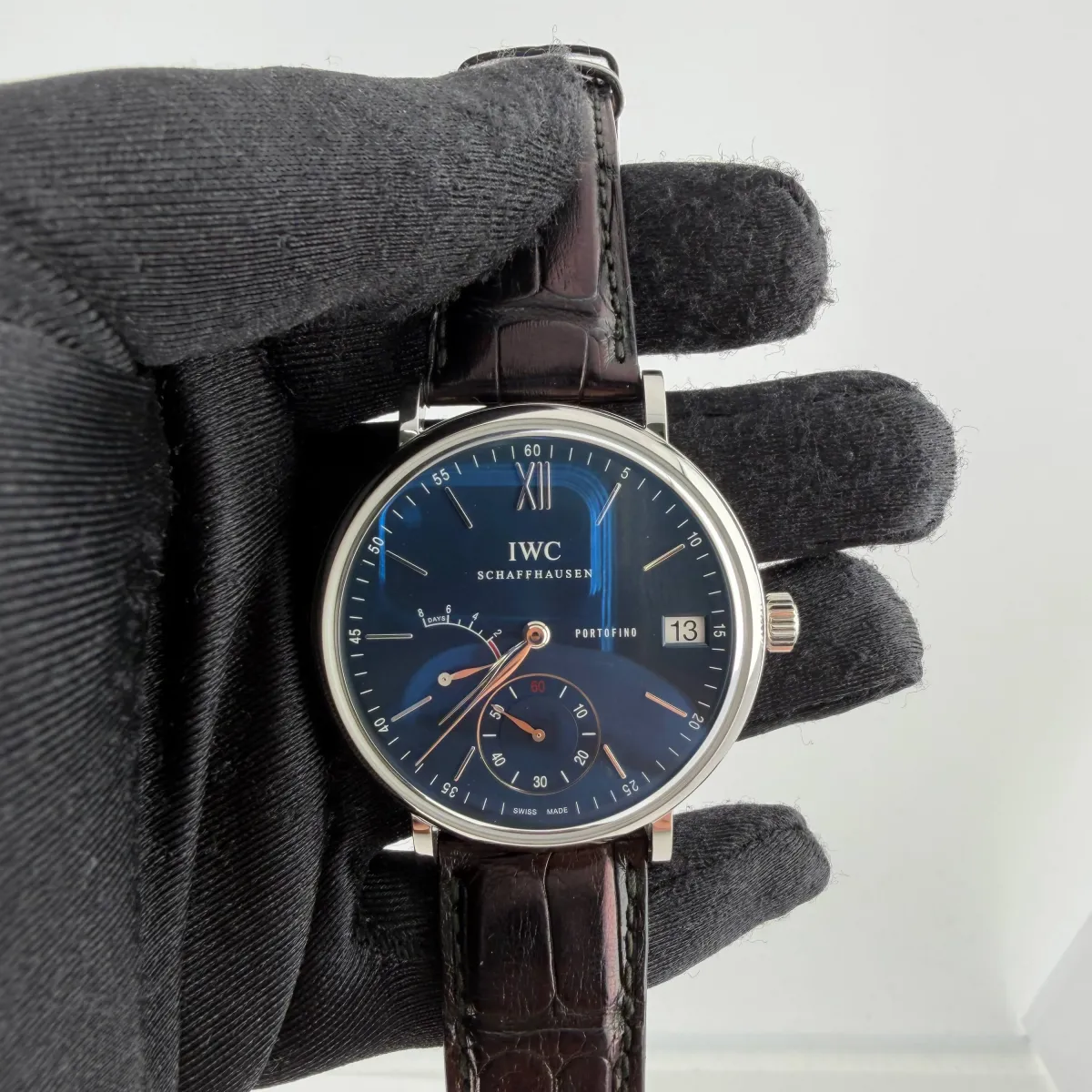 IWC Portofino Hand-Wound Eight Days Blue Dial on Leather Strap Ref IW510106 with Card 2017