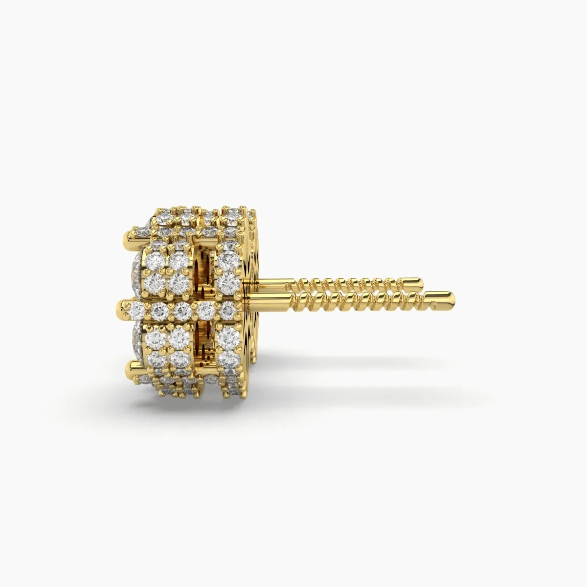 Flashy Gold Flower Cluster Natural Diamond Earrings