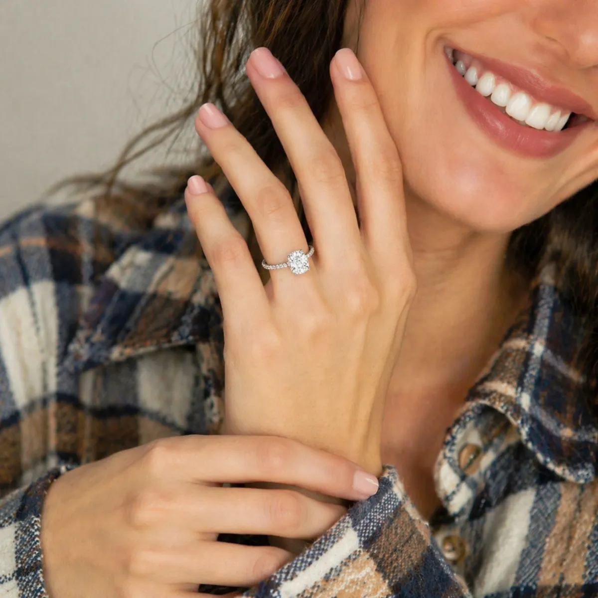 Evie 1.00 CT Cushion Shape Lab Grown Diamond Engagement Ring