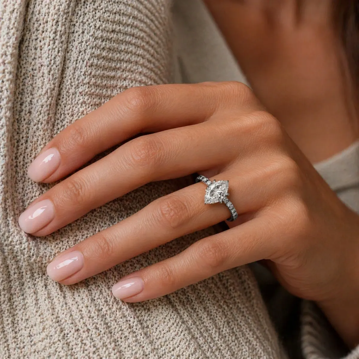Fiorella 1.00 CT Marquise Shape Lab Grown Diamond Engagement Ring