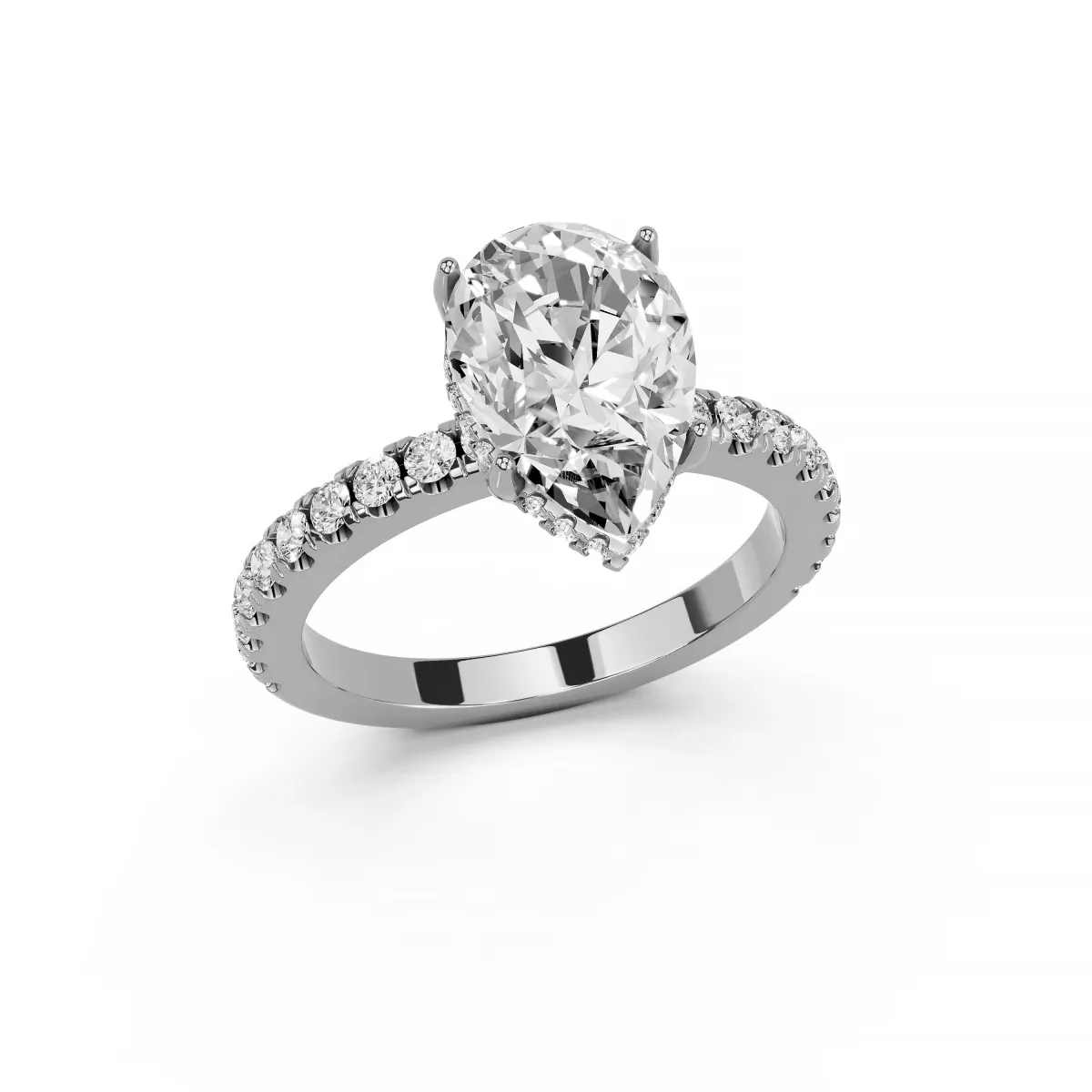 Inara 1 Ct Pear Shape Center Lab Grown Diamond Halo Engagement Ring