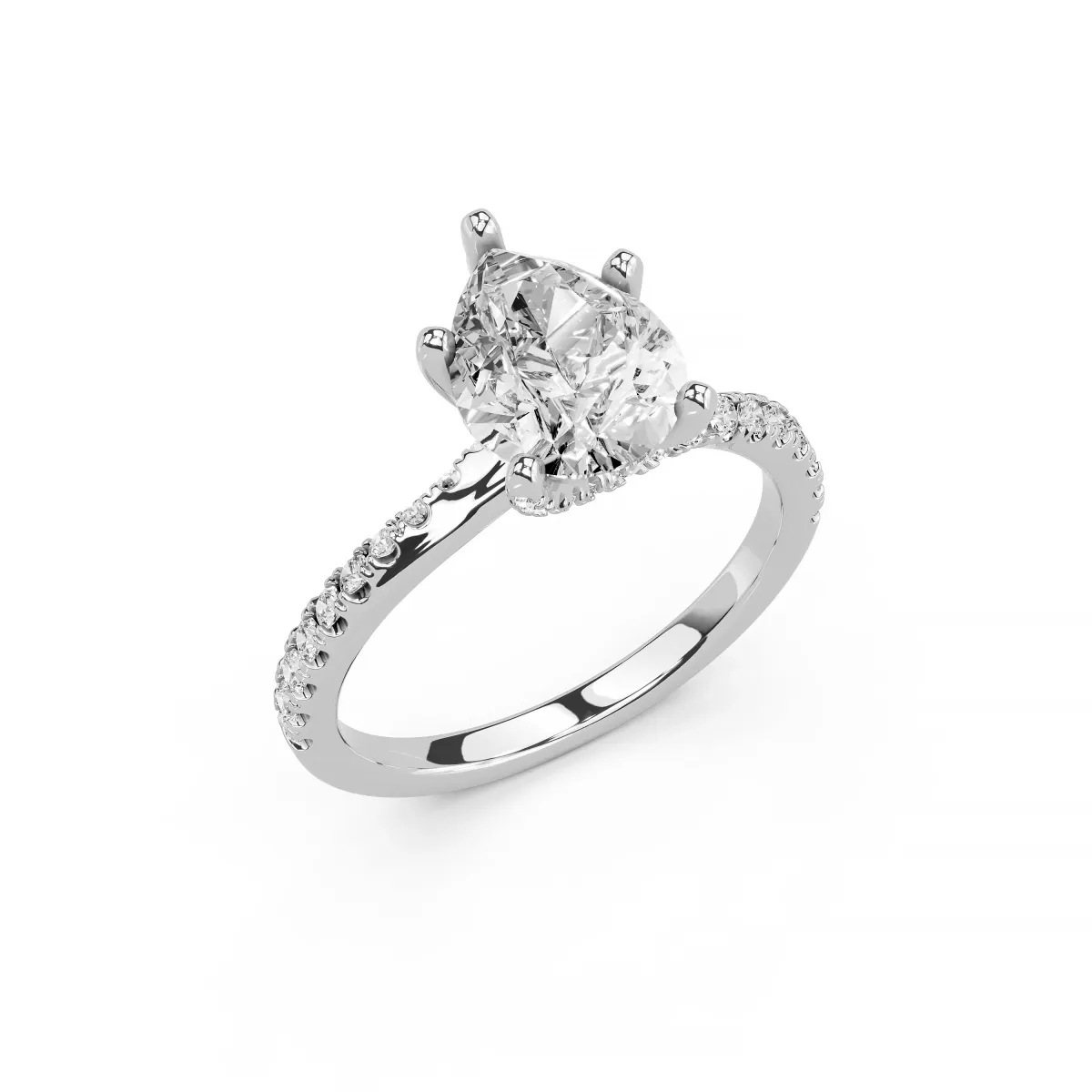 Fia Elegant 1.0 CT Pear Shape Center Lab Grown Diamond Engagement Ring