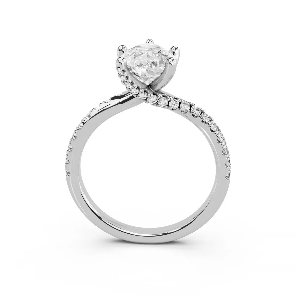 Fia Elegant 1.0 CT Pear Shape Center Lab Grown Diamond Engagement Ring