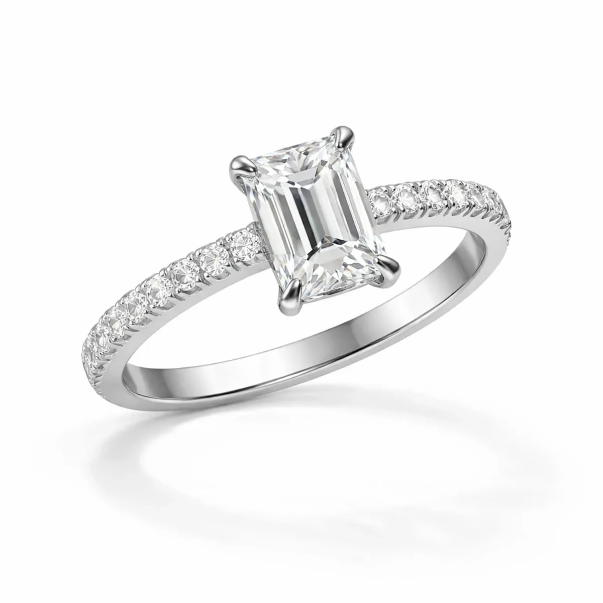 Emerald Cut Center Stone Lab Grown Diamond Engagement Ring