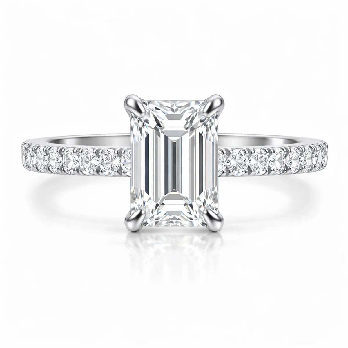 Emerald Cut Center Stone Lab Grown Diamond Engagement Ring