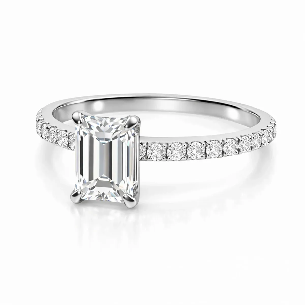 Emerald Cut Center Stone Lab Grown Diamond Engagement Ring