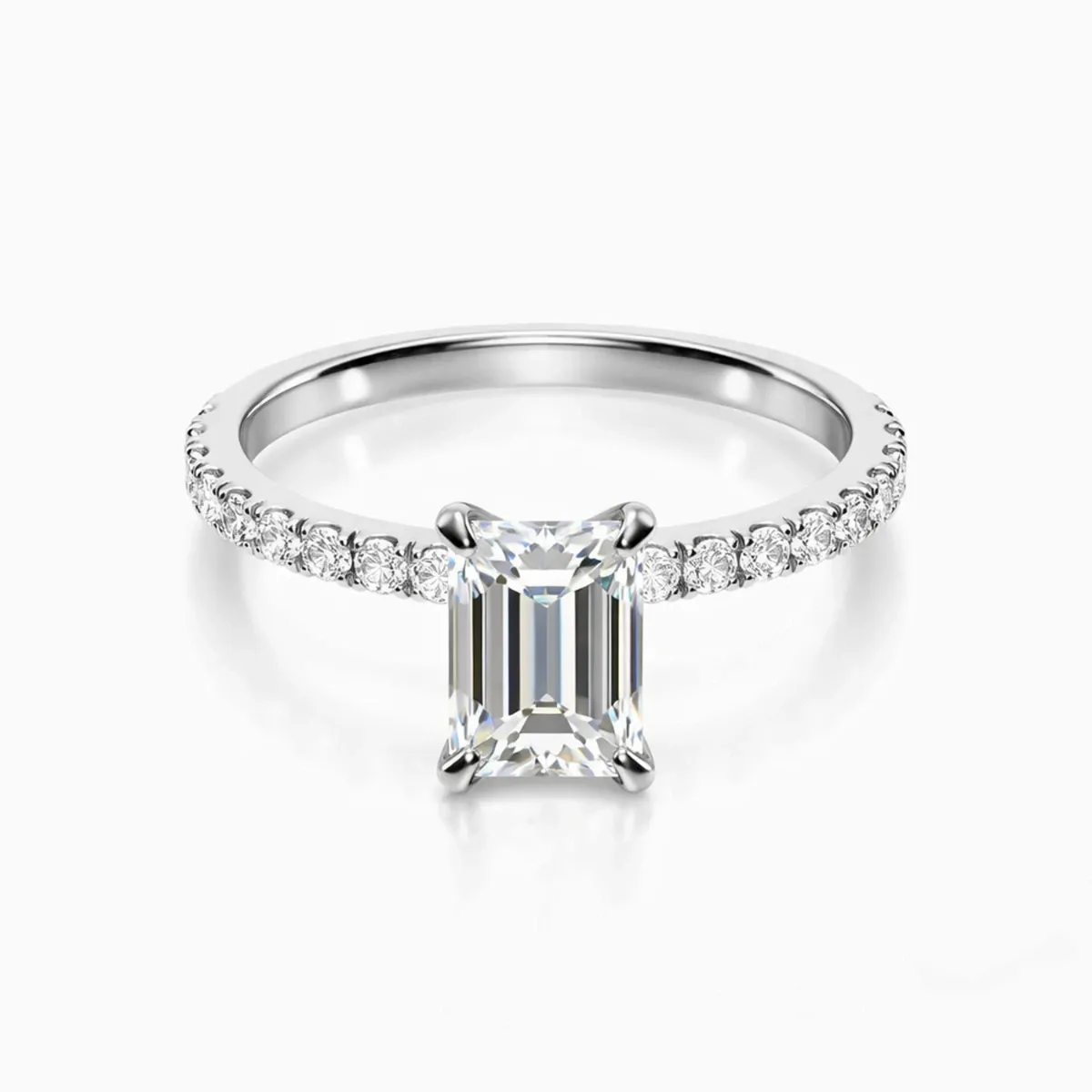 Emerald Cut Center Stone Lab Grown Diamond Engagement Ring