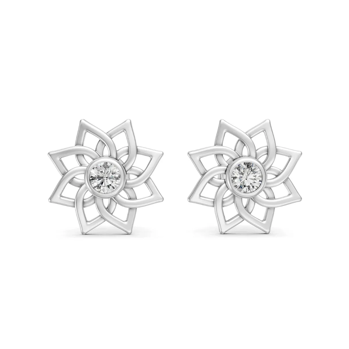 Floral Design 0.32 CT Natural Diamond Stud Earrings