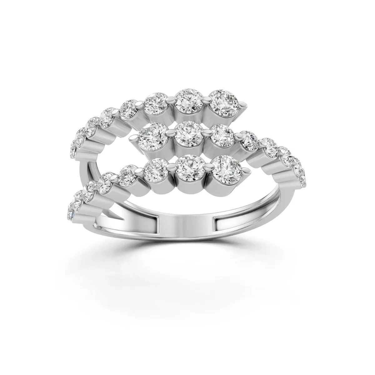 Triple Row Design Natural Diamond Ring