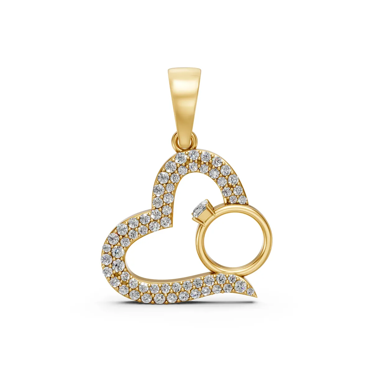 Intertwined Natural Diamond Heart Pendant