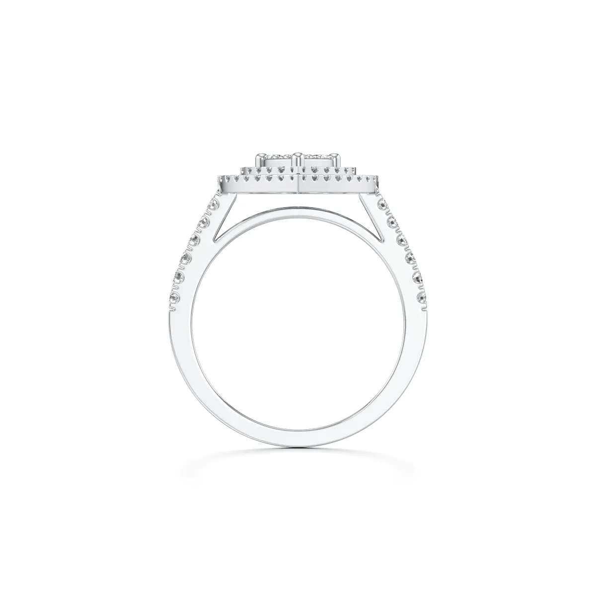 Aster Heart Shape Cluster Natural Diamond Ring With Double Halo