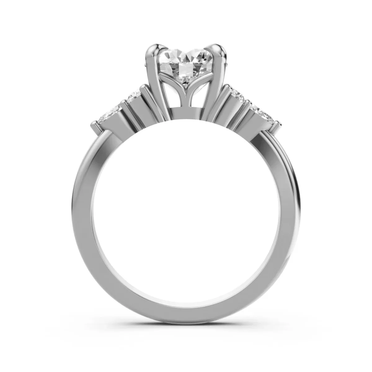 Elidi Classic Round Lab Grown Diamond Solitaire Ring With Side Stone