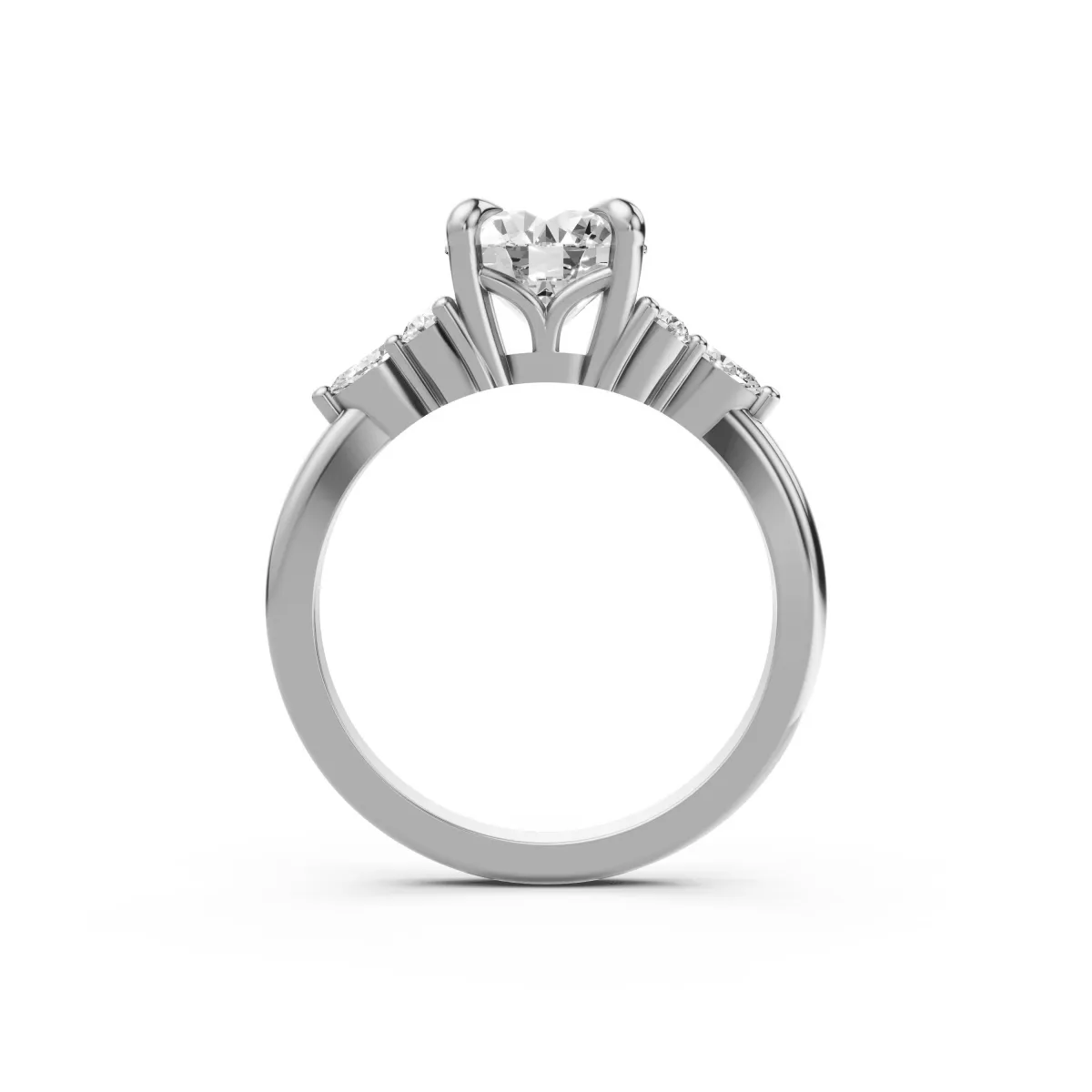 Elidi Classic Round Lab Grown Diamond Solitaire Ring With Side Stone