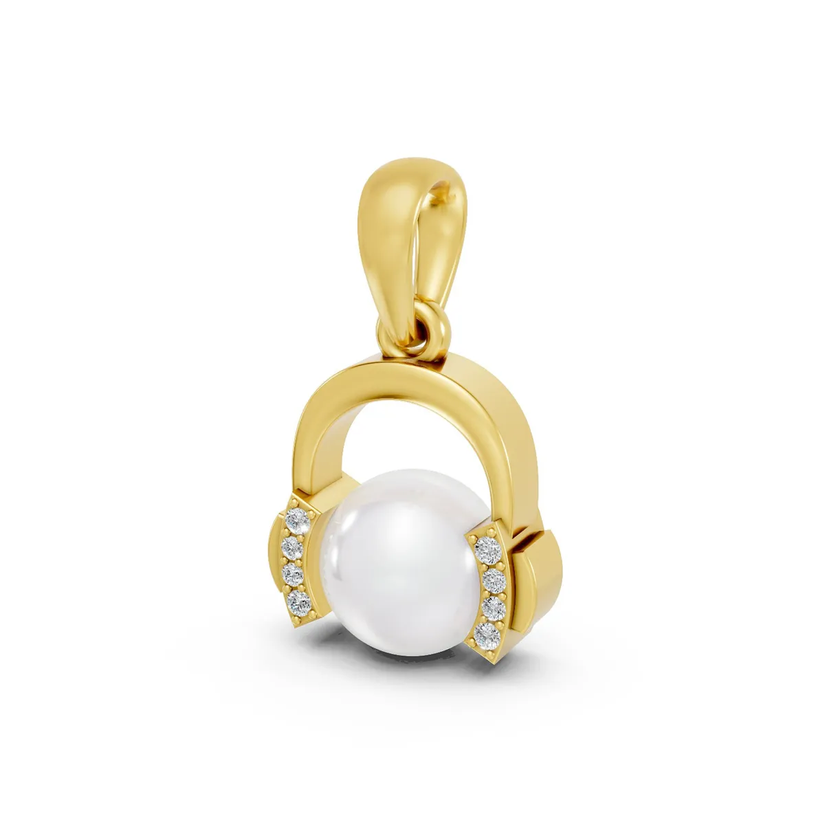 White Pearl Pendant With Small Natural Diamond