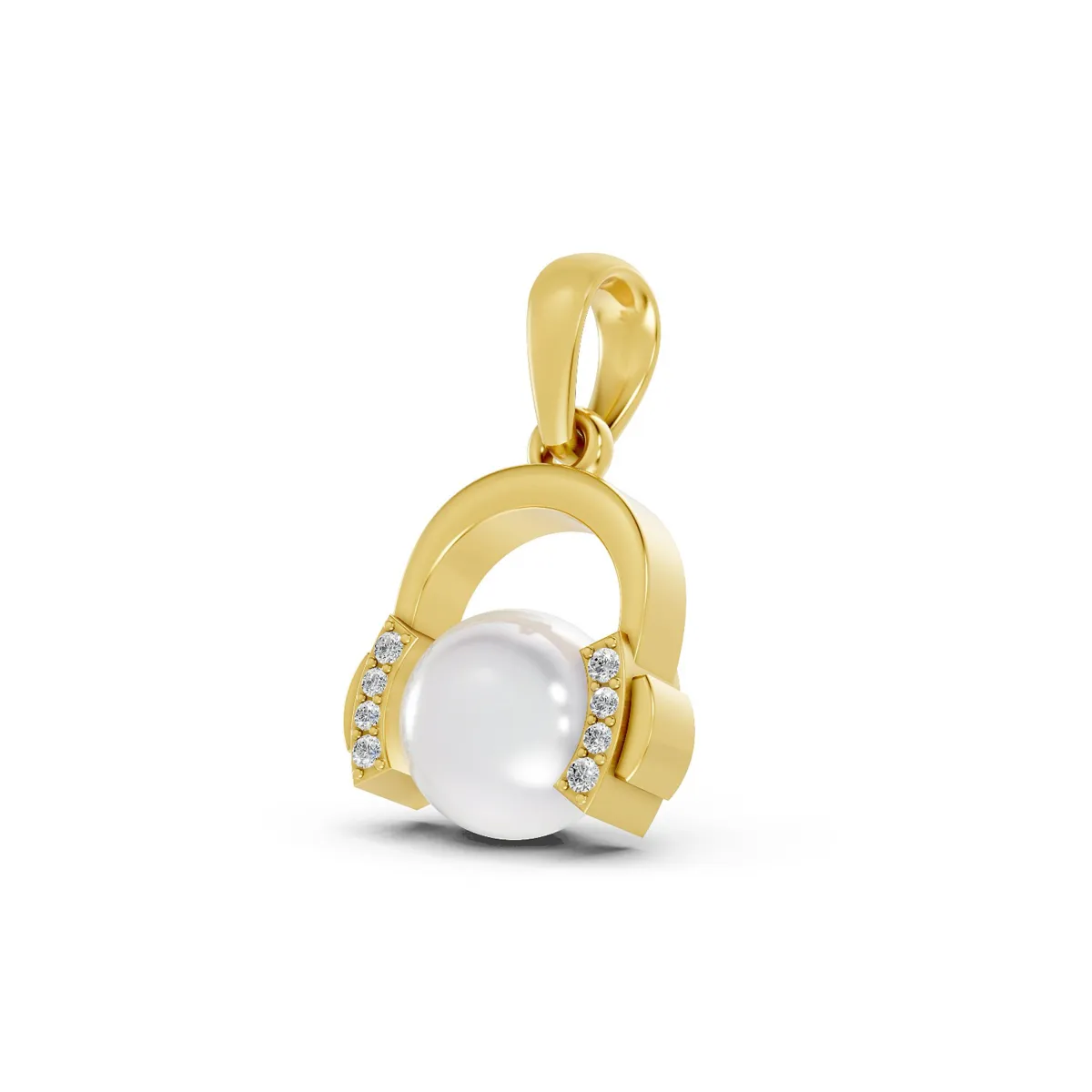 White Pearl Pendant With Small Natural Diamond