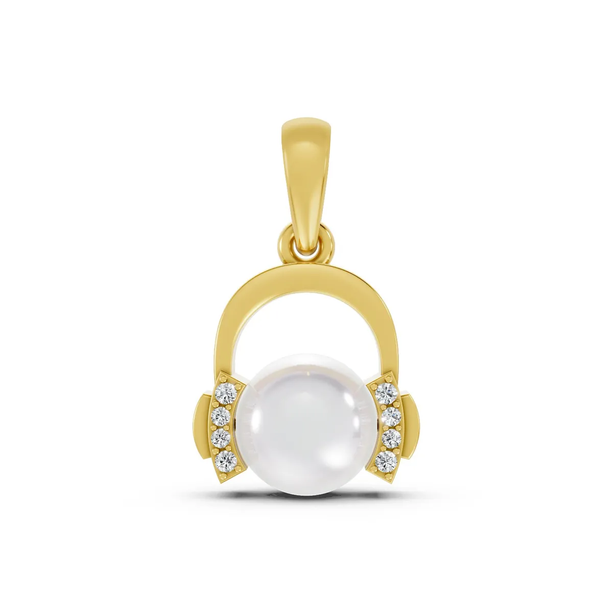 White Pearl Pendant With Small Natural Diamond