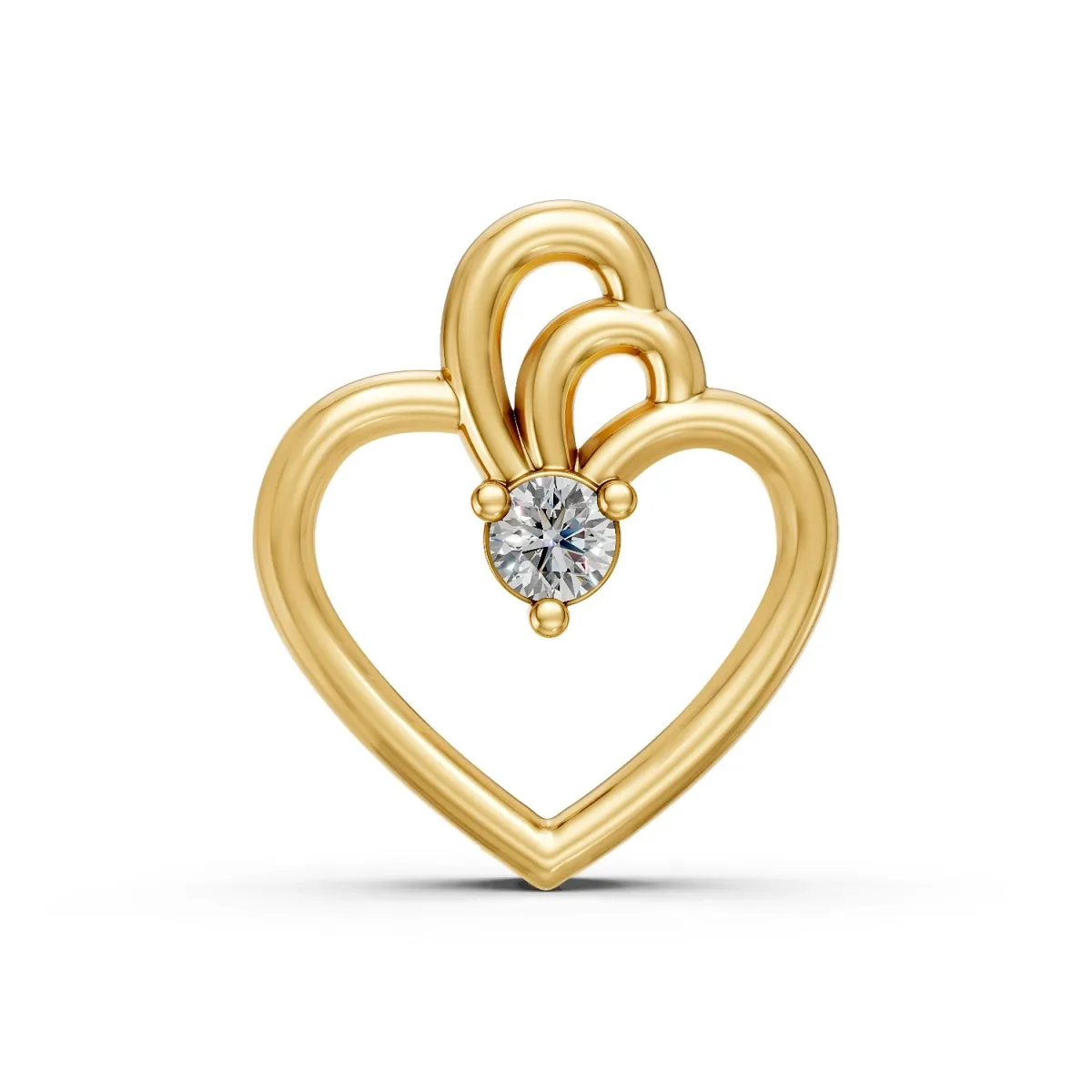 Heart Shaped Center Natural Diamond Pendant