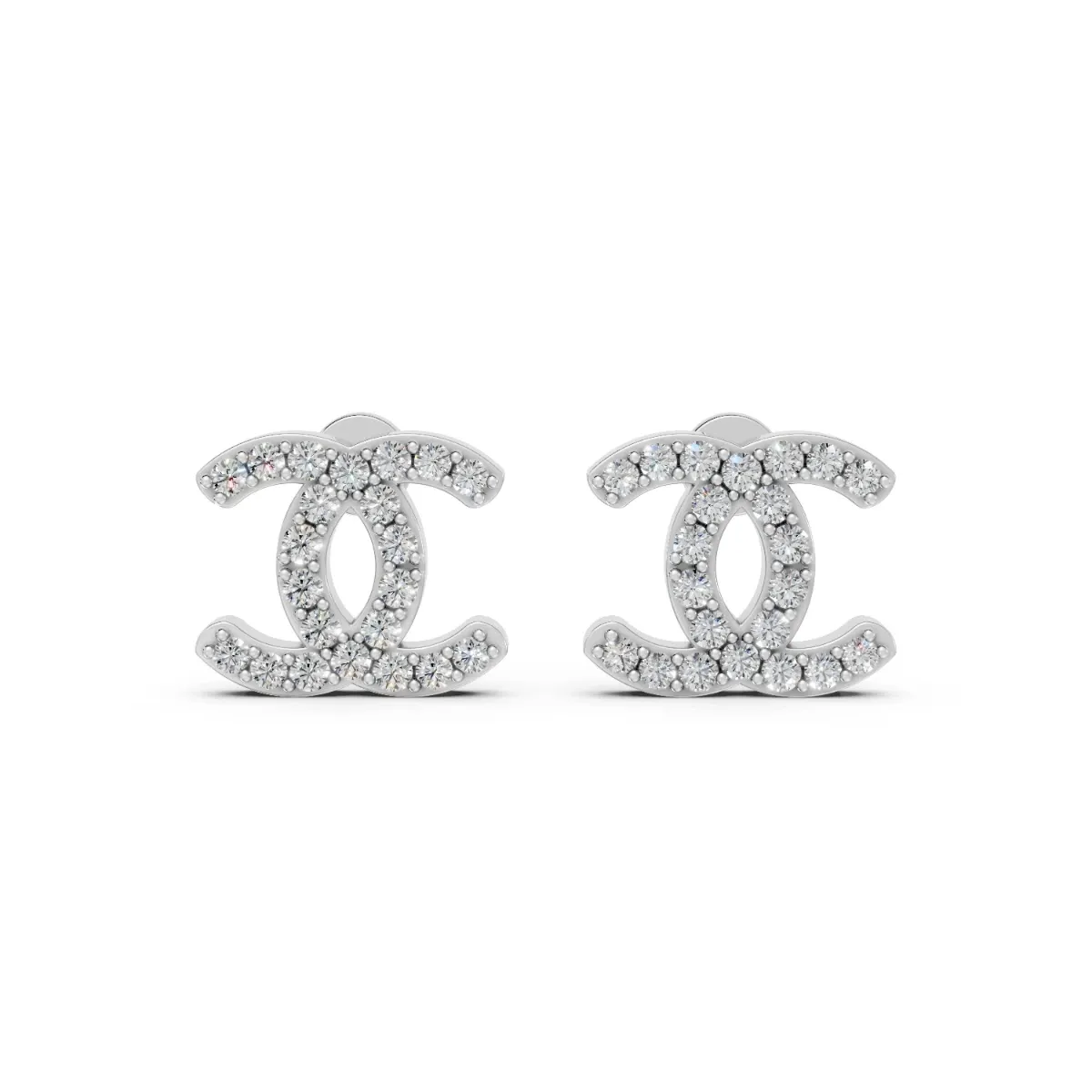Natural Diamond CC Stud Earrings