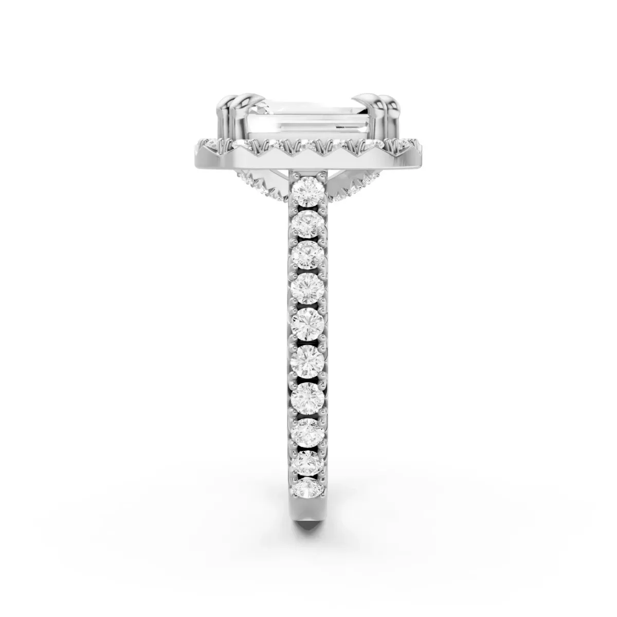 Emerald Cut Lab Ggrown Diamond Halo Engagement Ring