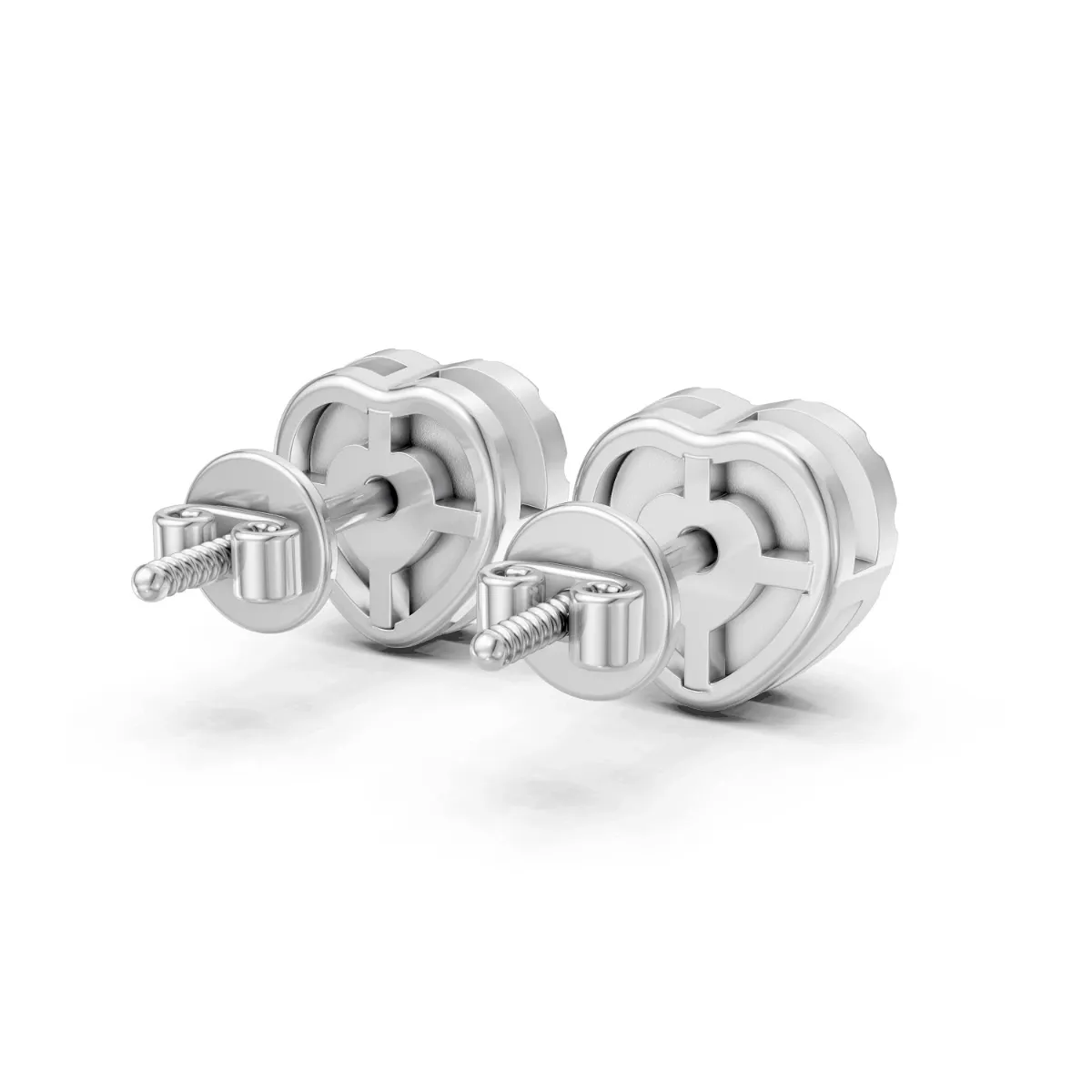 Heart Shaped Natural Diamond Halo Stud Earrings