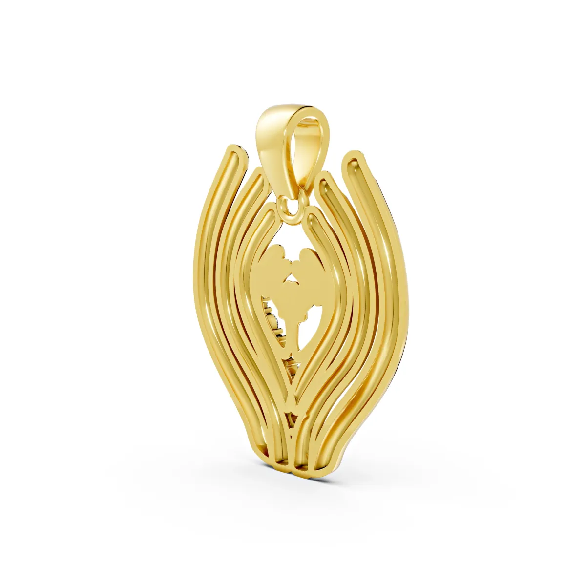 Mother And Baby Natural Diamond Hand Pendant