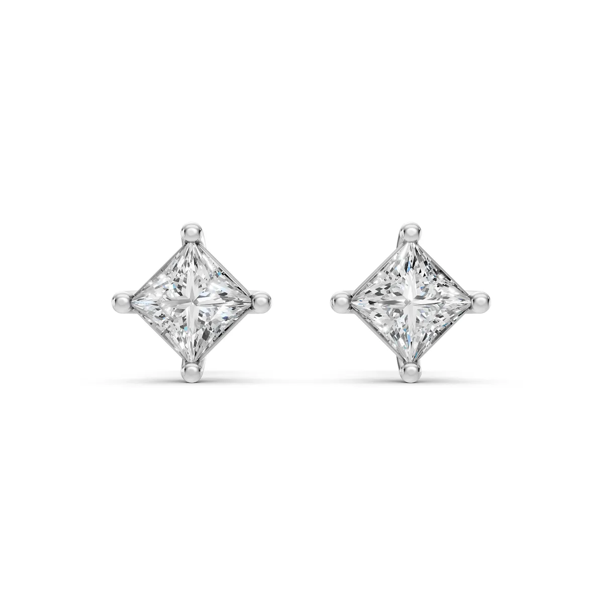 Cleo Elegant Princess Cut Natural Diamond Solitaire Earrings