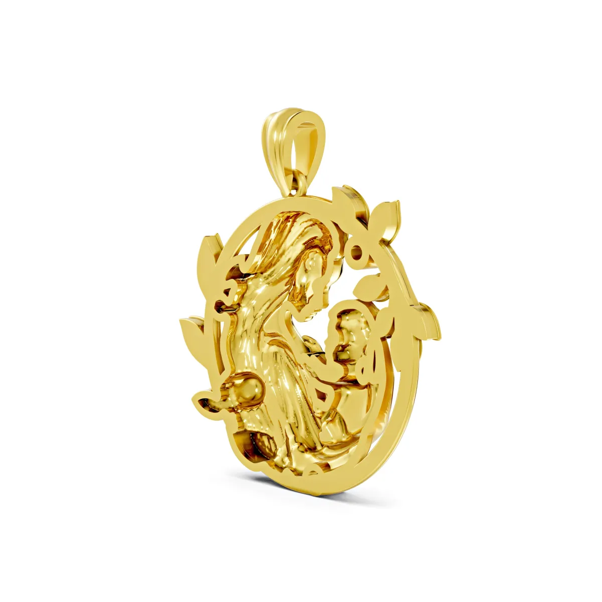 Mother Holding Her Baby Natural Diamond Pendant