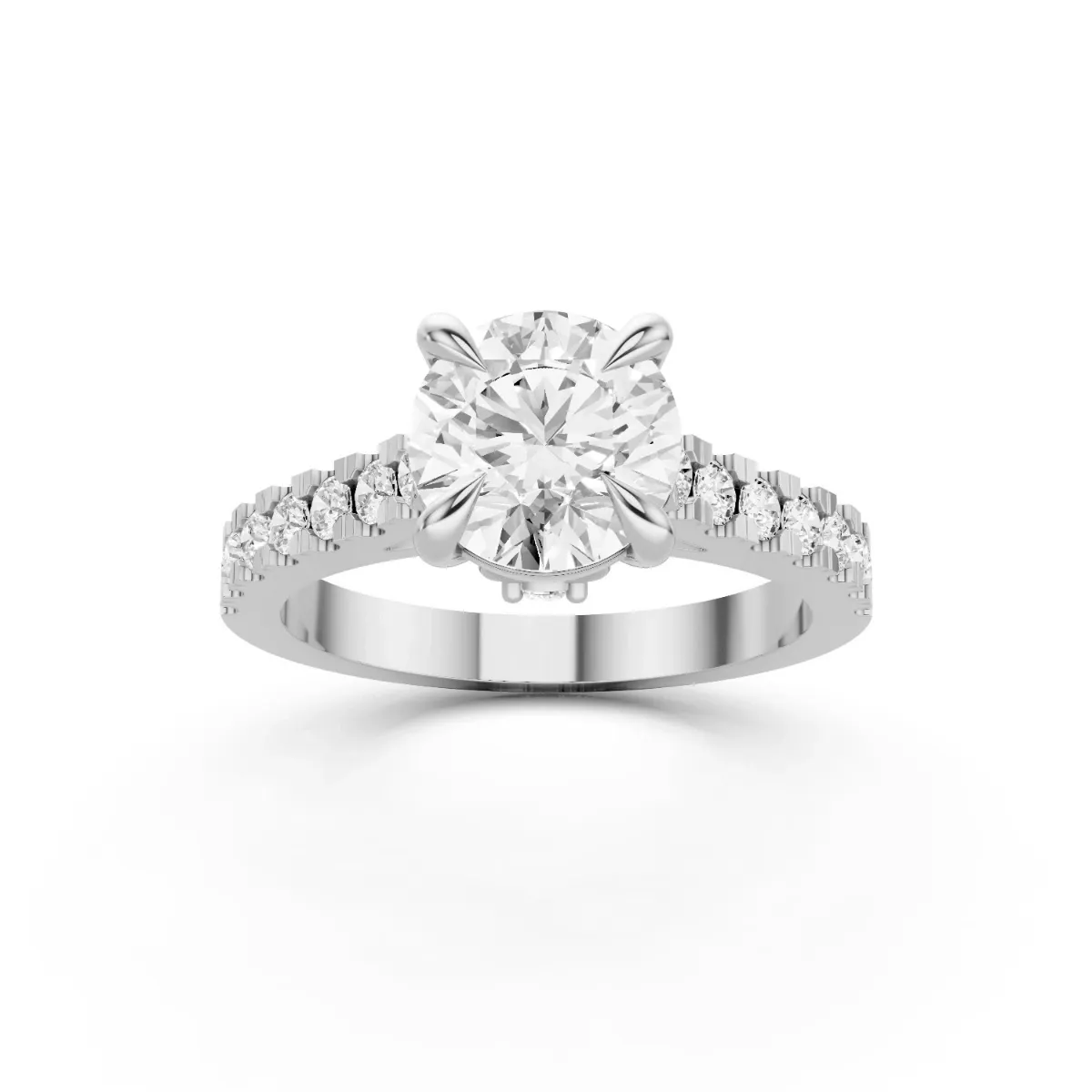 Round Lab Grown Center Diamond Double Side Diamond Ring
