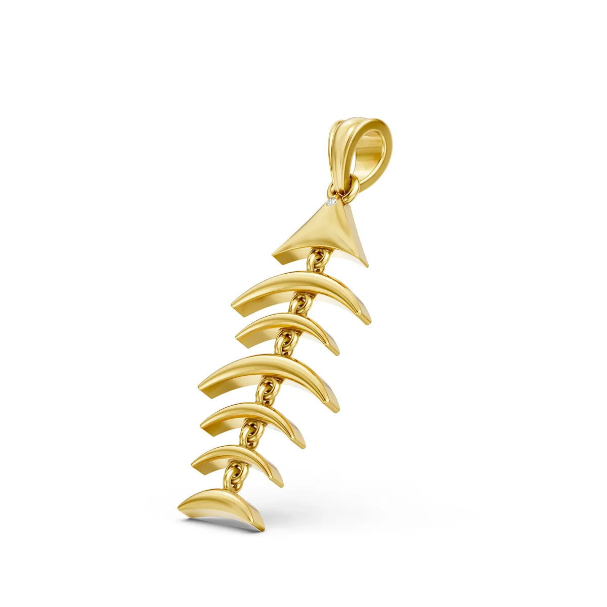 Trendy Fishbone Natural Diamond Pendant